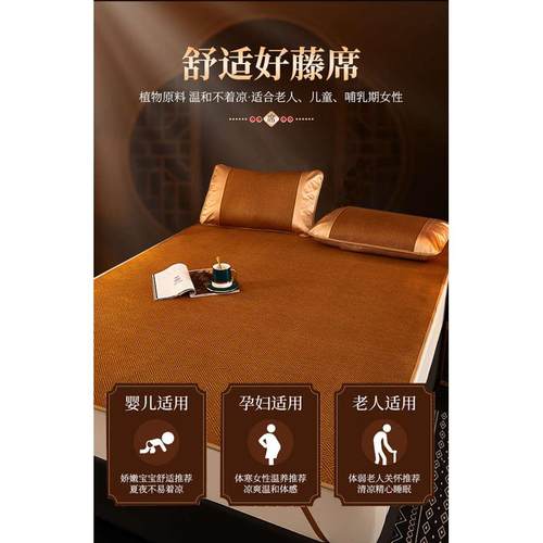 凉席夏季学生宿舍单人夏天2024新款藤席草席冰丝席子冬夏两用竹席