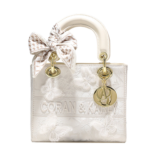 香港品牌刺绣手提戴妃包包女2026新款轻奢生日礼物时尚百搭斜挎包