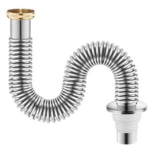 洗脸盆下水管配件不锈钢41接口欧标洗手池面盆台盆下水防臭排水管