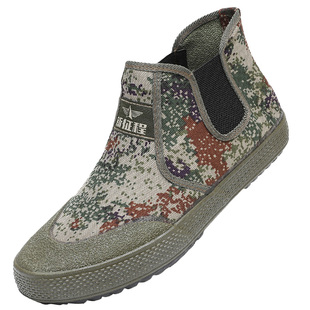 胶粘鞋涂鸦套筒休闲低帮帆布鞋劳动鞋轻便登山鞋户外劳作橡胶软底