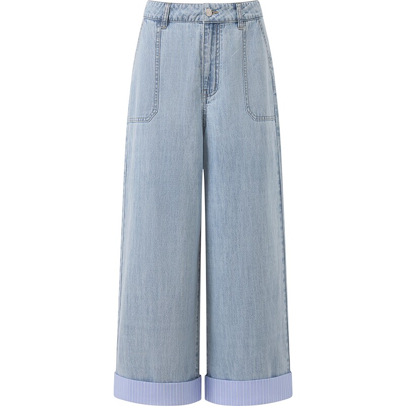播26夏新品直筒水洗牛仔裤女高腰宽松裤子DDT2KD5720
