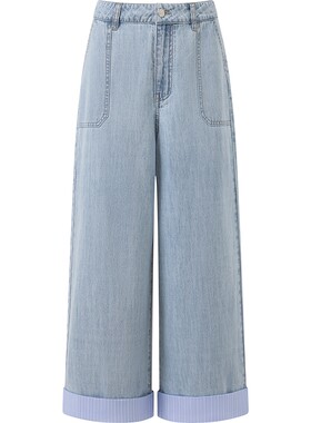 播26夏新品直筒水洗牛仔裤女高腰宽松裤子DDT2KD5720
