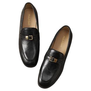 木林森女鞋2026春季新款英伦复古深口单鞋圆头低跟一脚蹬乐福鞋