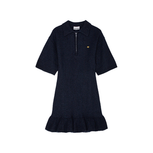 GANNI女装 海军蓝polo领中袖针织连衣裙 K2298683