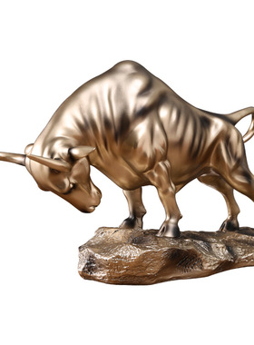 牛运亨通摆件客厅办公室牛气冲天树脂摆设开业乔迁公牛装饰工艺品