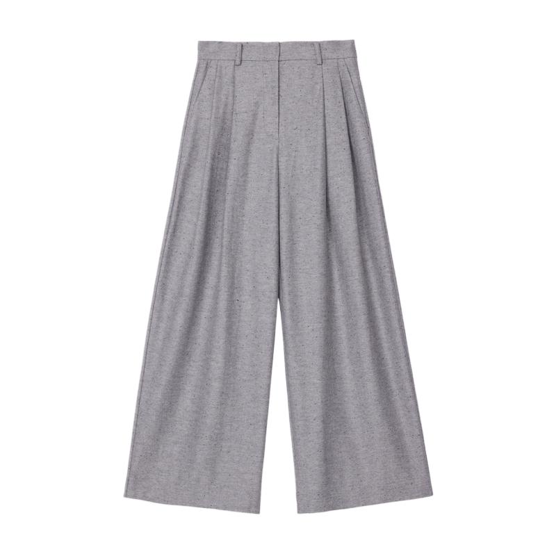 【新品】素然 ZUCZUG 4M36 26秋女士彩点美丽诺羊毛褶裥阔腿长裤