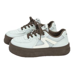 环球复古板鞋女款2025新款秋季网面透气女鞋ins潮小众厚底鞋子女