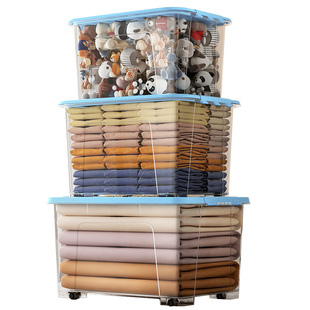 jeko收纳箱塑料整理箱子周转玩具盒子零食衣服透明有盖储蓄盒小号