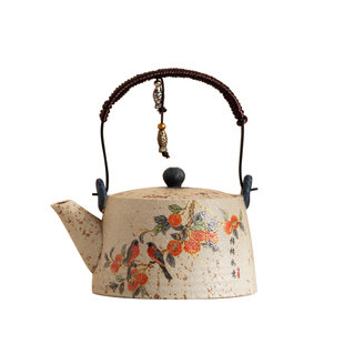 青花火石红提梁梁壶简约过滤单壶家用陶瓷功夫茶具泡茶壶送礼礼盒