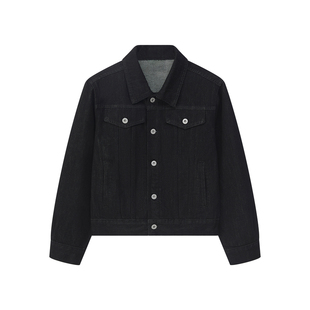 CountryMoment 原牛复古短款牛仔外套女春秋修身显瘦黑色夹克上衣