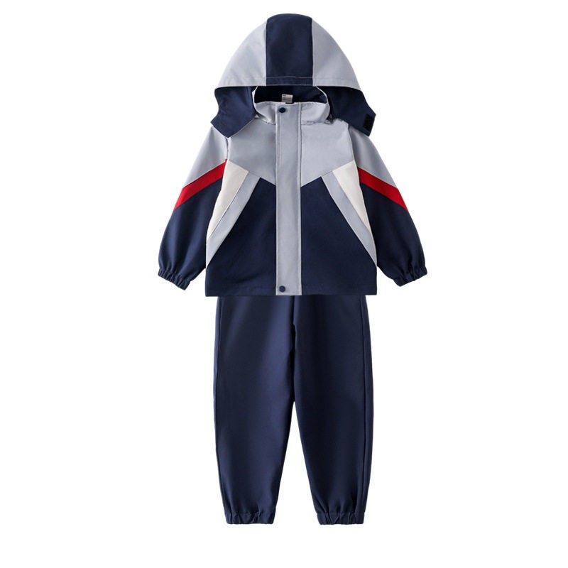 幼儿园园服春秋款冲锋衣三件套小