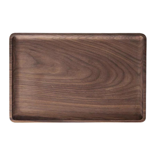 北欧ins黑胡桃实木托盘 日式长方形木制餐盘茶盘 实木牛排披萨盘