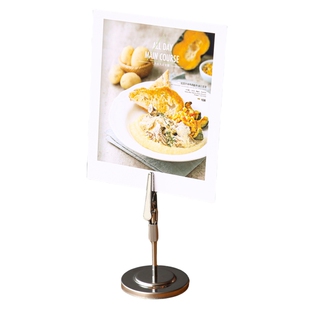 金属桌面立牌夹底座便签夹名片展示架摆放架面包店卡片夹立式台卡夹卡架鳄鱼夹餐牌夹台签夹桌号牌席位卡桌牌