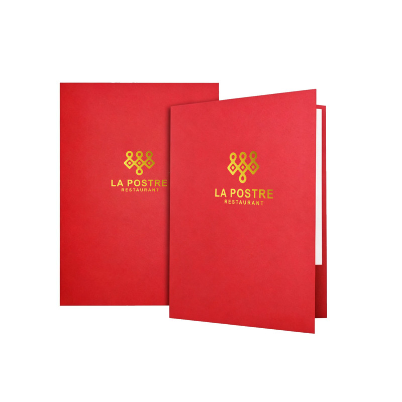 A4纸质文件夹单夹特价款烫金logo
