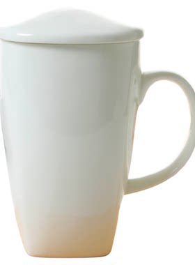 纯白方口大容量欧式风陶瓷马克杯