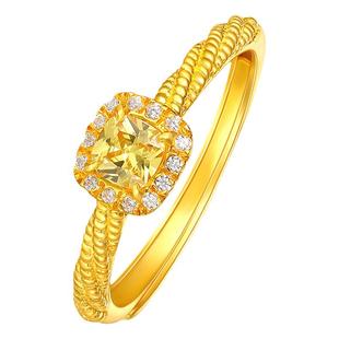 vana足金999小方糖戒指黄金素圈戒环24k纯金指环生日礼物送女友