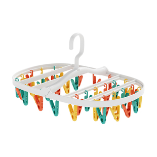 洁丽雅多功能晾衣架阳台夹袜子晾晒架带夹子折叠晒袜子内衣内裤夹