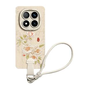 栀子花适用红米note14pro手机壳note14全包note15pro腕链13新款pro套14高级感redmi硅胶+可调节note15挂绳+外