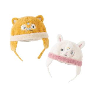 戴维贝拉儿童帽子新款冬季女童仿羊羔绒护耳帽男童国风新年帽保暖