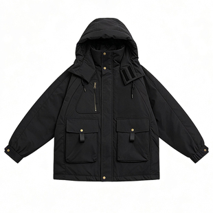 逆壳中性复古工装羽绒服男女款学院风连帽户外保暖防风机能厚外套