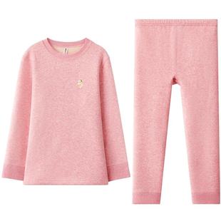 红豆儿童加绒加厚保暖内衣套装男童色纺秋衣秋裤女童纯棉宝宝秋冬