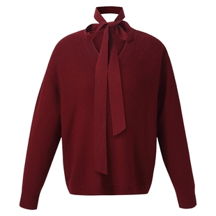 歌莉娅安可拉红上衣女2025新款秋季松弛感穿搭V领毛织衫1E8J5J770