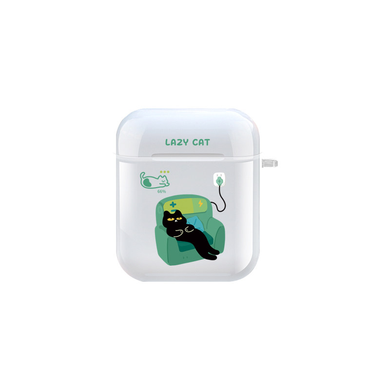 适用苹果透明可爱猫咪情侣耳机套