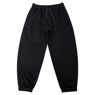 美式休闲宽松束脚加绒卫裤男秋冬抽绳立体拼接运动哈伦纯色九分裤