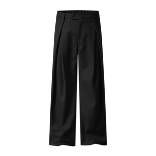 190高个子加长立体褶皱阔腿裤宽松设计感西裤廓形休闲直筒裤男女