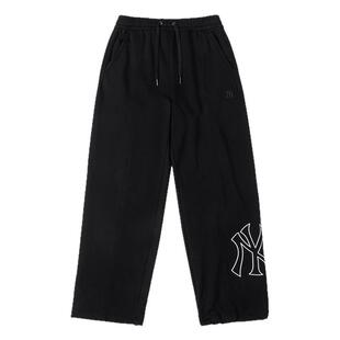MLB男女裤2025春季新款经典大logo宽松阔腿松紧抽绳长裤3APTB0551