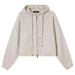 THESOONG/   斯托尔进口100%羊毛衫连帽开衫女 柔软毛衣HWMY7565