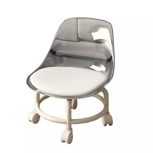 万向轮小凳子软座滑轮矮凳带娃儿童椅子靠背透明圆凳家用美缝板凳