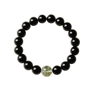 宫里上新黑曜石手串女款天然正品绿幽灵水晶手链男生日礼物女生