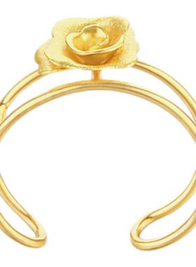 达弥玫瑰系列拉丝玫瑰花开口戒