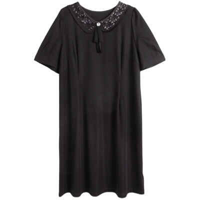 胖太太连衣裙薄款OL气质娃娃领