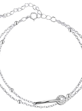 925纯银手链女士轻奢小众 精致双层叠戴手镯闺蜜2023年新款