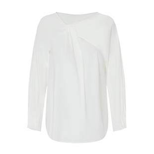 莱芙艾迪儿品牌女装春季新款白衬衫不规则设计长袖上衣1E1S25107