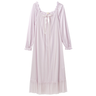 RoseTree冰丝睡裙女款春夏季长袖长款宫廷公主风法式复古性感睡衣