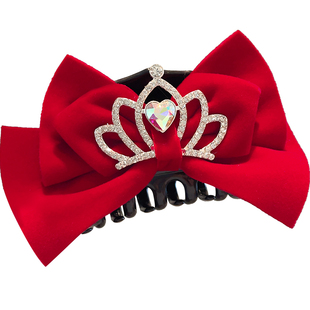 儿童新年发饰在逃公主抓夹蝴蝶结红色发夹子女童过年新款发卡头饰