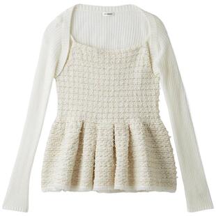 LILY BROWN2025秋冬新品荷叶边针织吊带开衫外套两件套LWNT254220