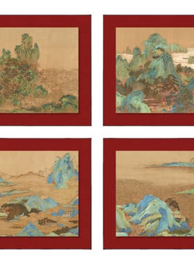 茶室玄关新中式国潮山水画装饰画