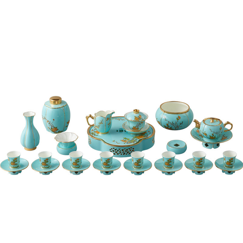 永丰源工厂直发西湖蓝33头茶具套