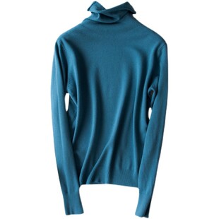 春季红色羊绒高领毛衣女网红紧身堆堆领打底衫修身羊毛针织衫薄款