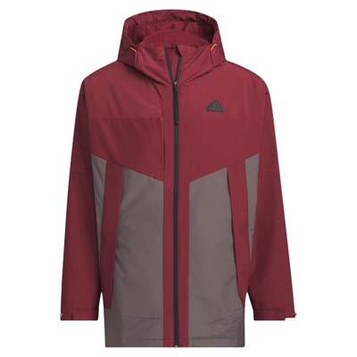 阿迪达斯户外防风加绒运动训练休闲宽松连帽梭织夹克外套 JE8577