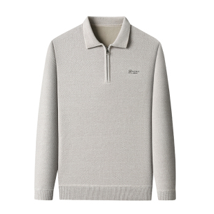 啄木鸟2025冬本命年男款加绒加厚针织毛衣男士半拉链翻领保暖上衣