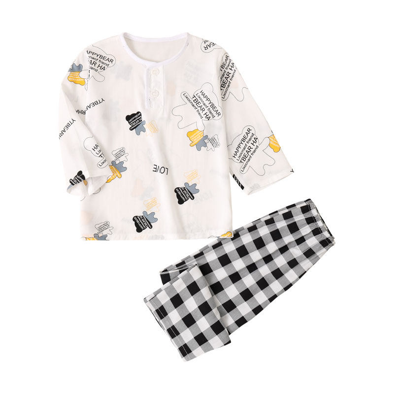 夏季儿童睡衣绵绸小孩子空调服