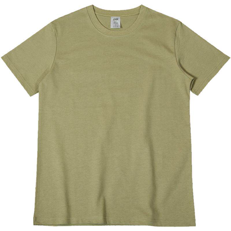 基本款T恤 重磅精梳棉250g32支二本针圆领短袖t恤纯色休闲T-shirt