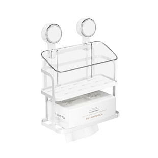 吸盘卫生间置物架壁挂免打孔浴室化妆品洗脸巾抽卷纸湿纸巾收纳架