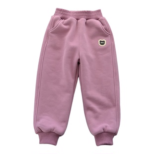 儿童双层裤子春季新款男女童加棉加厚运动裤 棉里布保暖卫裤