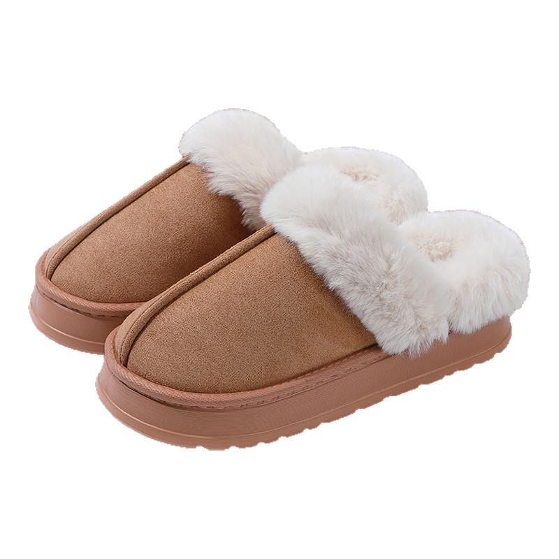 洁丽雅棉拖鞋女冬季2024新款居家包跟毛绒保暖月子鞋厚底防滑棉鞋
